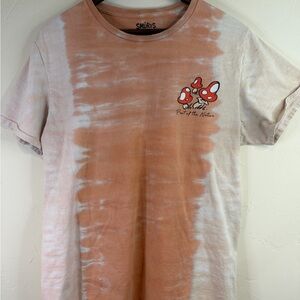 Smurfs Tie-Dye Mushroom Graphic Tee — Rust & Cream